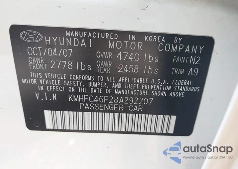 2008 Hyundai Azera Limited from USA, damaged, VIN KMHFC46F28A292207
